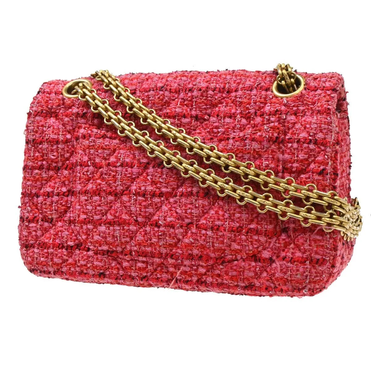 Chanel Square Reissue 2.55 Flap Quilted Tweed Pink Tweed Crossbody Bag Bag (Pre-Owned)