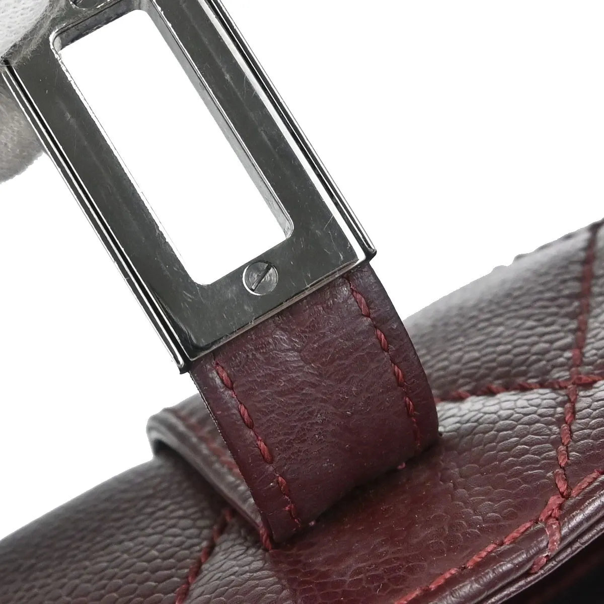 Chanel Mademoiselle Lock Shoulder Bag Quilted Caviar Burgundy Leather Shoulder Bag Bag (Pre-Owned)