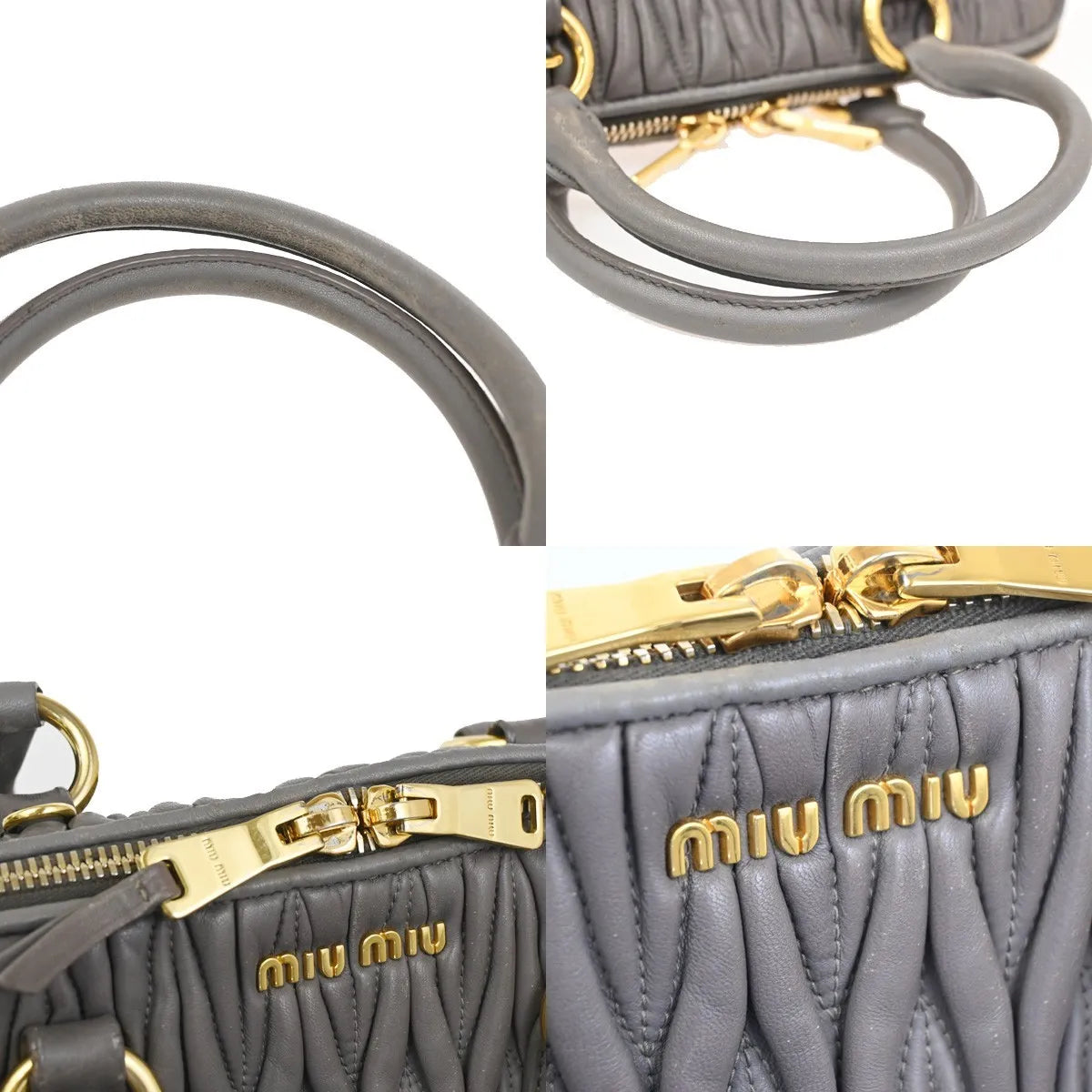 Miu Miu Madras Bowler Matelasse Leather Purple Leather Handbag (Pre-Owned)