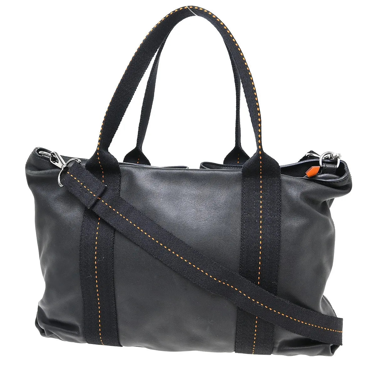 Hermes Horizontal Caravan Leather Black Leather Tote Bag Bag (Pre-Owned)