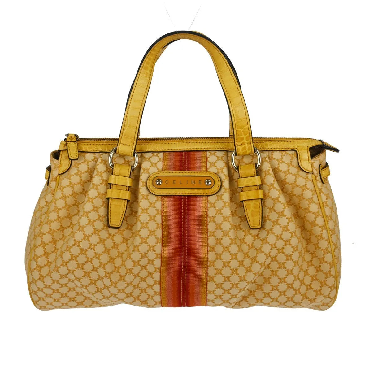 Celine Handbag Canvas Yellow Canvas Handbag (Pre-Owned)
