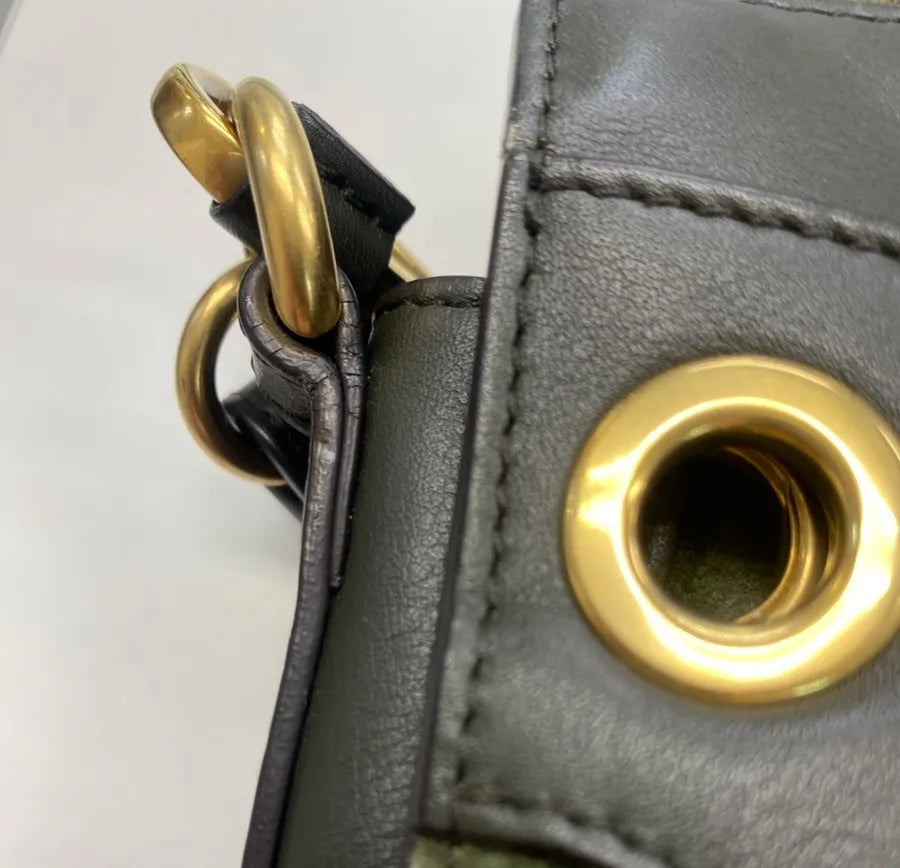 Chloe Roy Leather Black Suede Shoulder Bag Bag (Pre-Owned)
