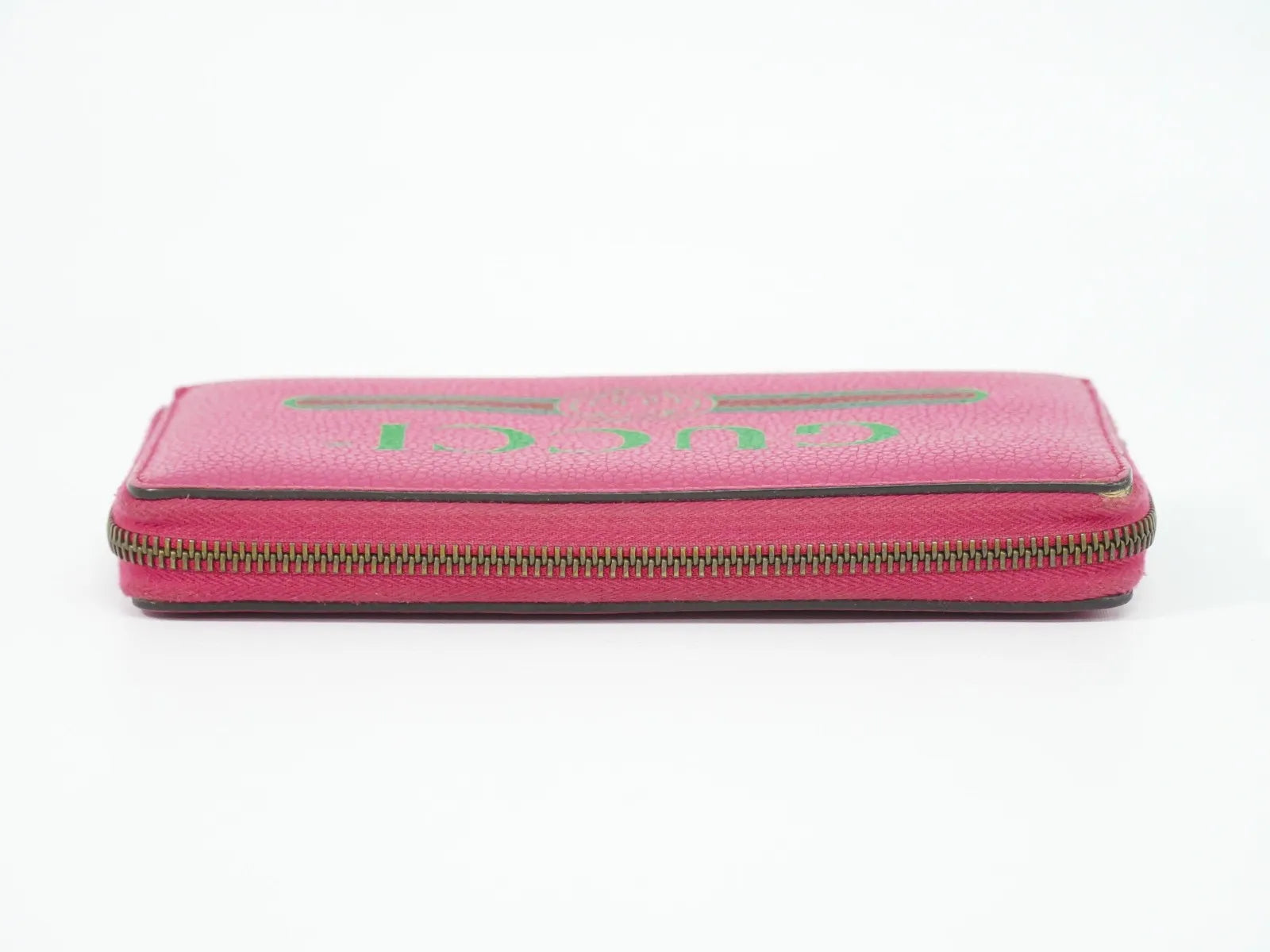 Gucci Vintage Logo Zip Around Leather Pink Leather Wallets Accessory (Pre-Owned)