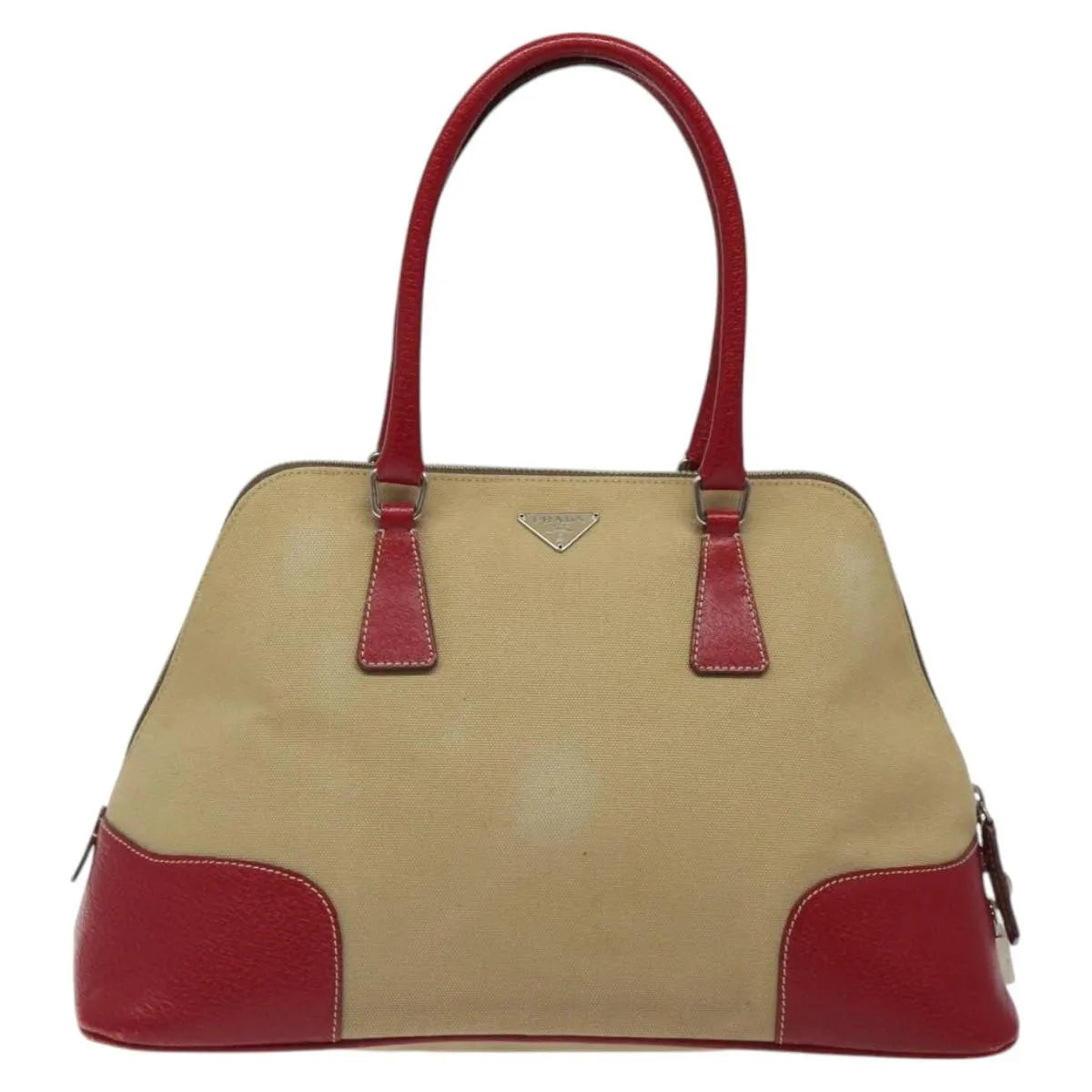 Prada Promenade Tote Canvas And Leather Beige Canvas Shoulder Bag Bag (Pre-Owned)