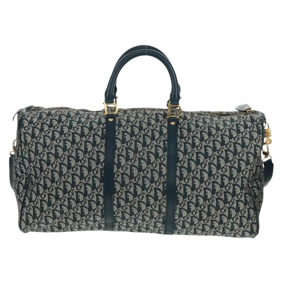 Christian Dior Vintage Trotter Boston Diorissimo Canvas Navy Canvas Handbag (Pre-Owned)