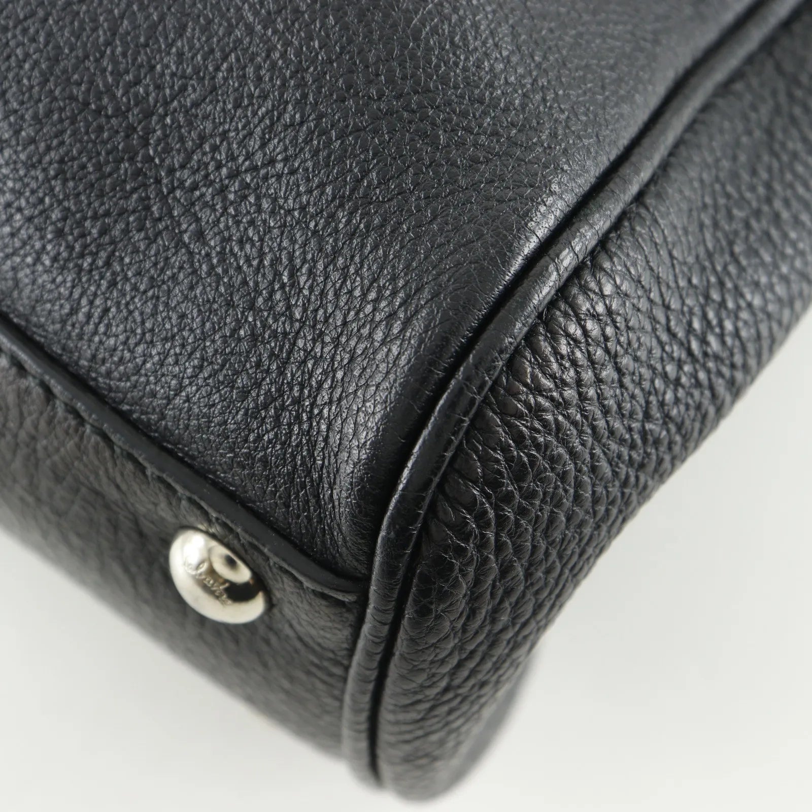 Salvatore Ferragamo Gancini Satchel Leather Black Leather Shoulder Bag Bag (Pre-Owned)