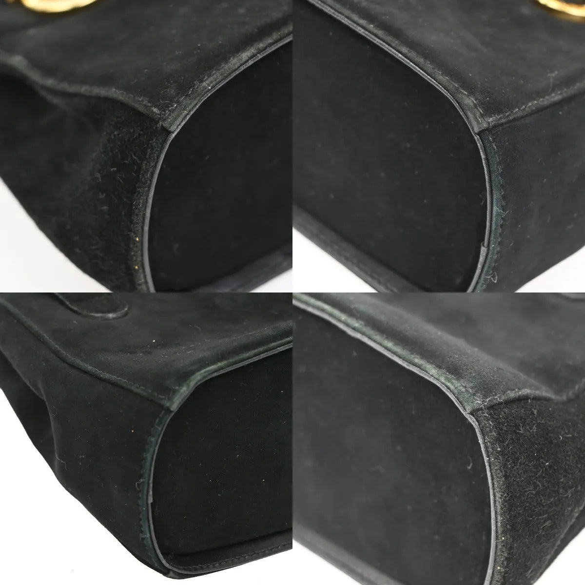 Salvatore Ferragamo Gancini Suede Black Suede Handbag (Pre-Owned)