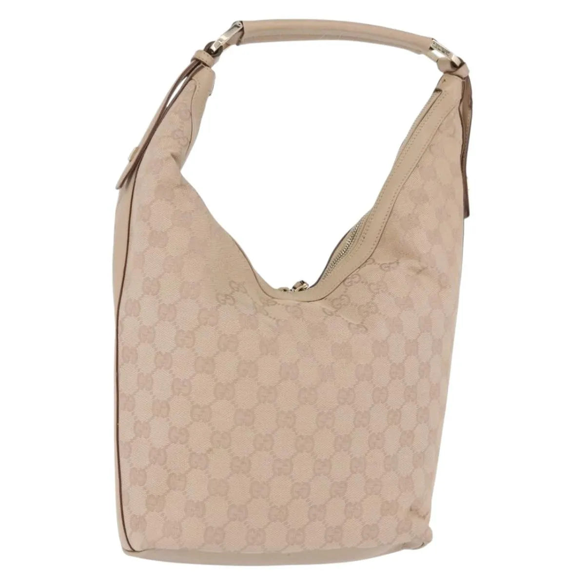 Gucci Zip Hobo Canvas Beige Canvas Handbag (Pre-Owned)