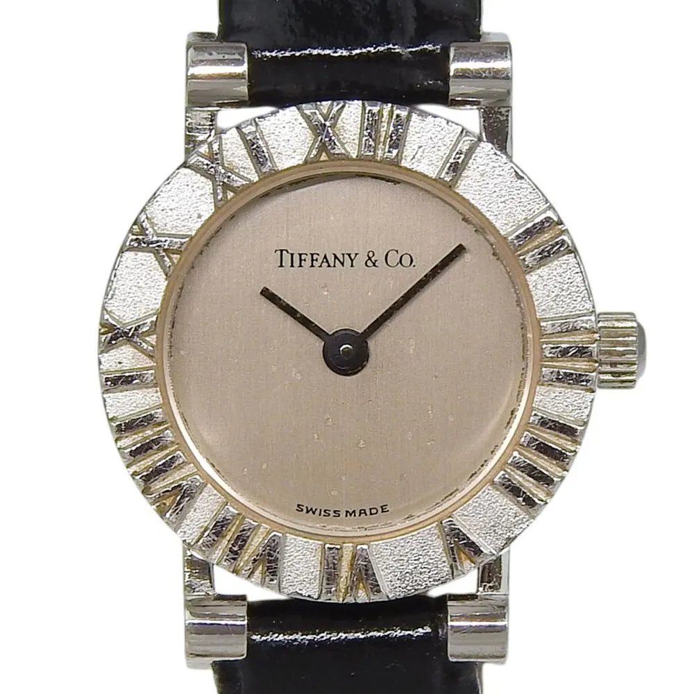 Tiffany & Co. Atlas Quartz Stainless Steel And Leather Watch (Pre-Owned)