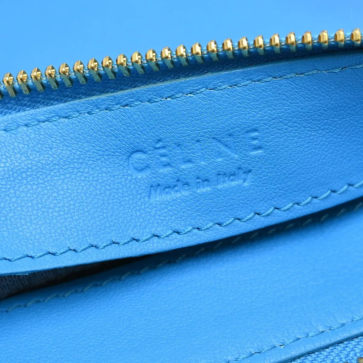 Celine Trio Leather Blue Leather Shoulder Bag Bag (Pre-Owned)