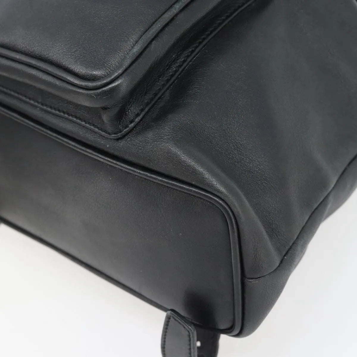 Gucci Vintage Bamboo Leather Black Leather Backpack Bag (Pre-Owned)