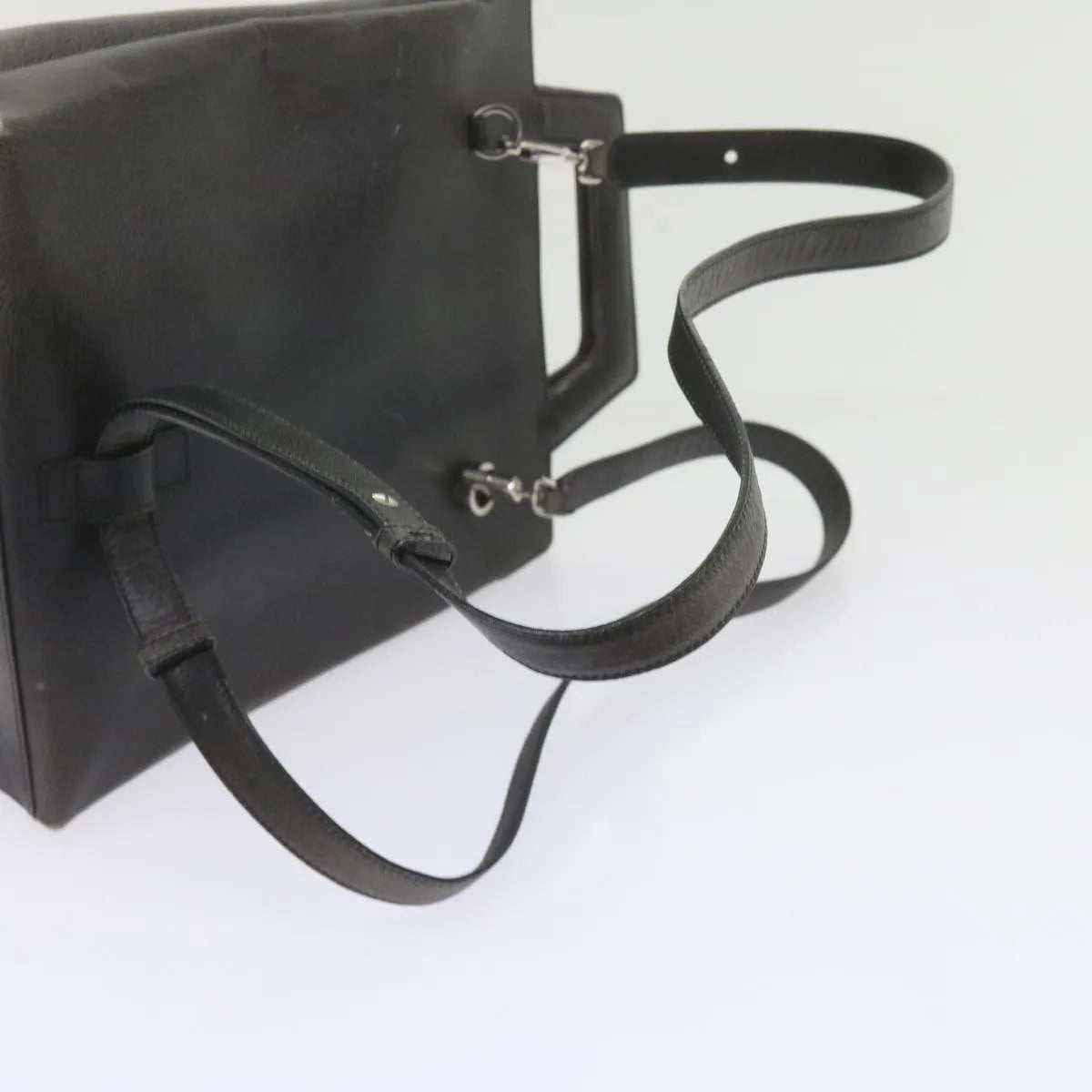 Salvatore Ferragamo Gancini Leather Gray Leather Handbag (Pre-Owned)