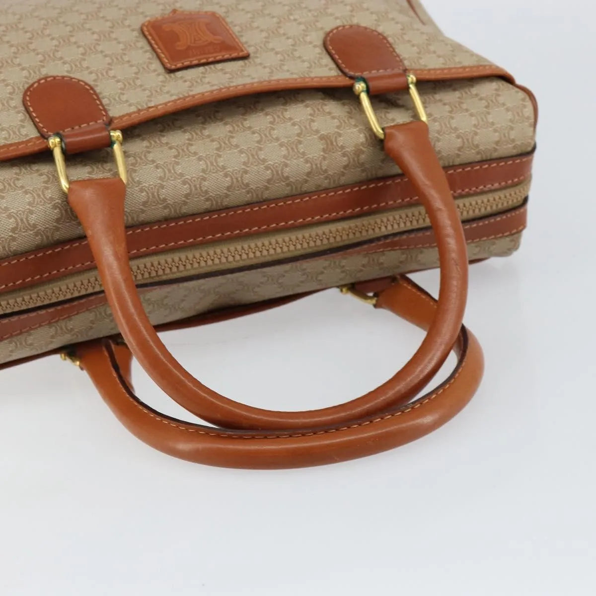 Celine Vintage Macadam Canvas Beige Canvas Handbag (Pre-Owned)