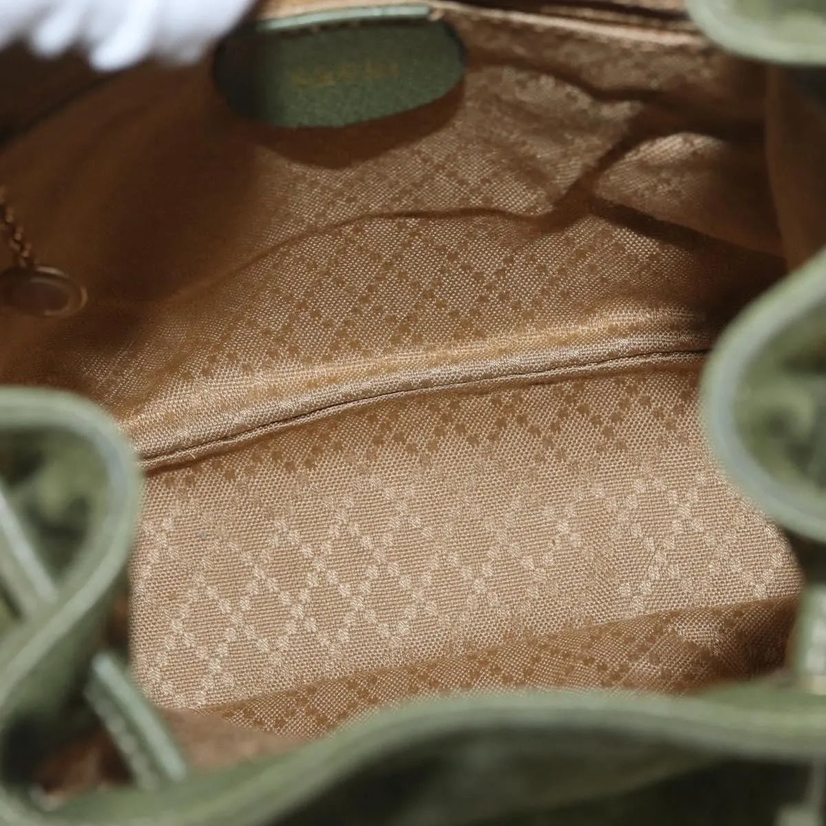 Gucci Gucci Bamboo Daim Khaki Leather Backpack Bag (Pre-Owned)