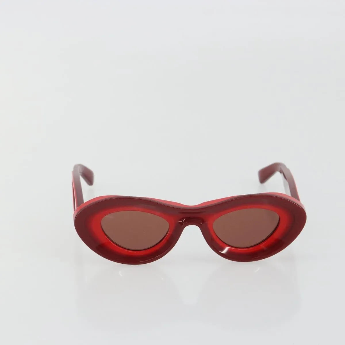 Bottega Veneta Ovale Acetate Red Plastic Sunglasse Accessory (Pre-Owned)