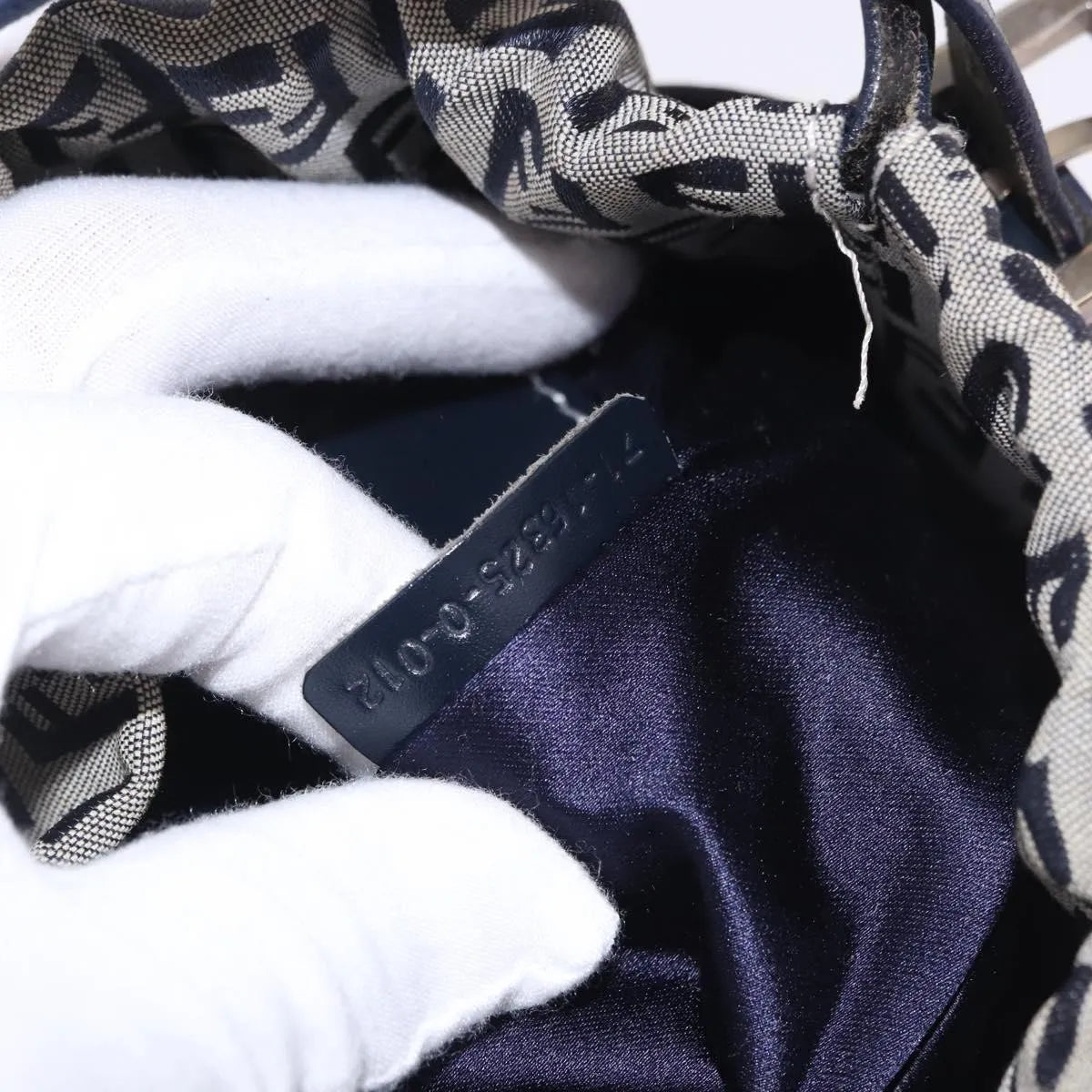 Fendi Zucchino Canvas Navy Canvas Handbag (Pre-Owned)