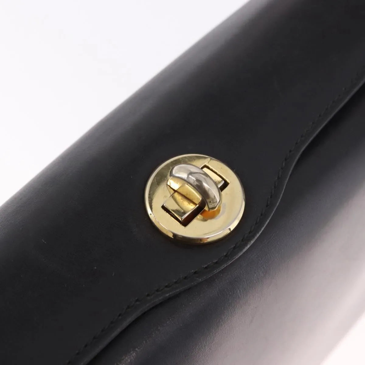 Gucci Vintage Convertible Bamboo Box Leather Black Leather Handbag (Pre-Owned)