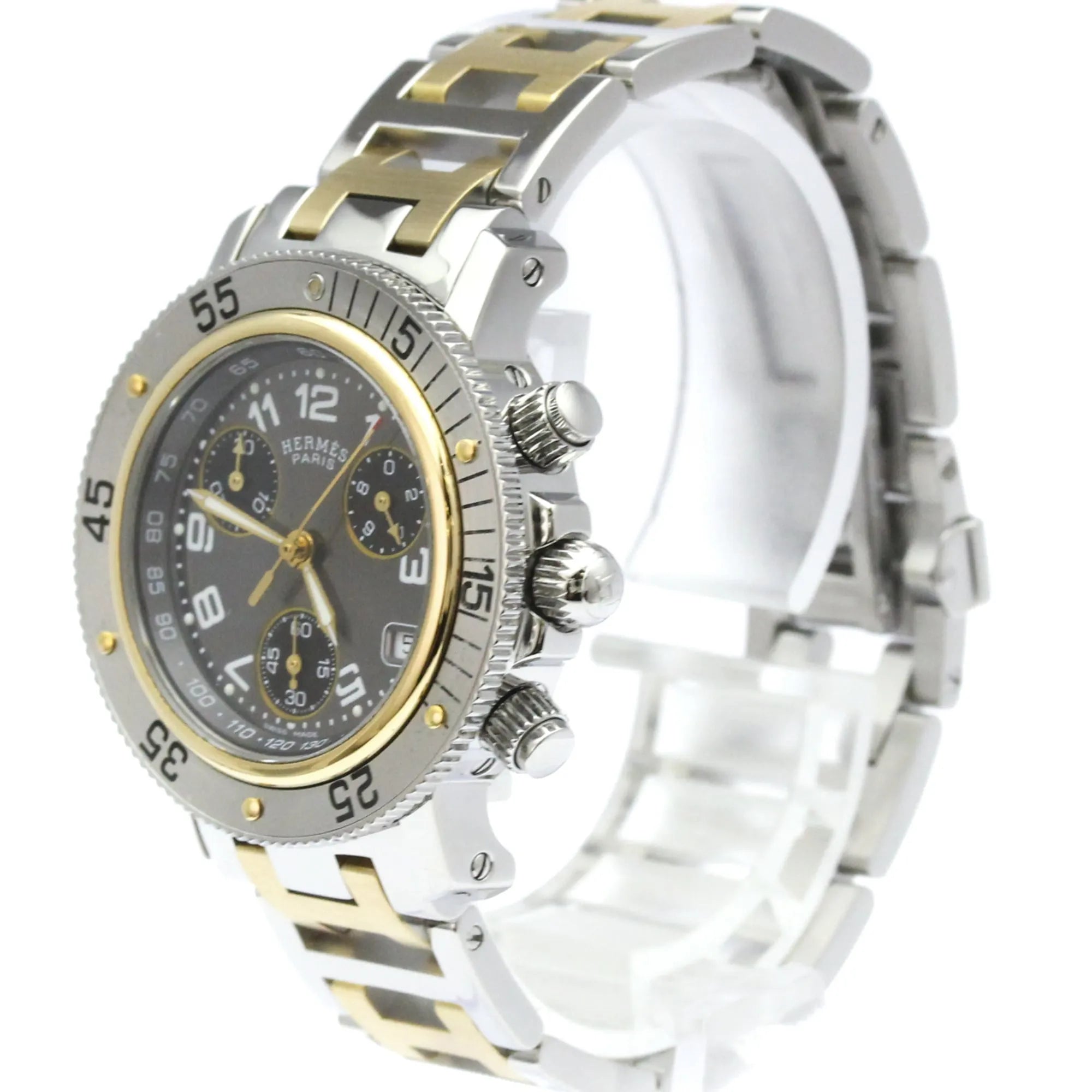 Hermes Clipper Quartz Stainless Steel With Plated Metal Watch (Pre-Owned)