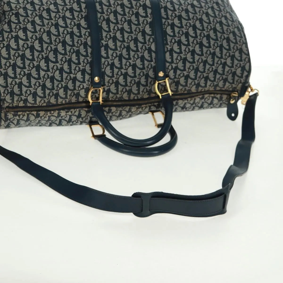 Christian Dior Vintage Trotter Boston Diorissimo Canvas Navy Canvas Handbag (Pre-Owned)