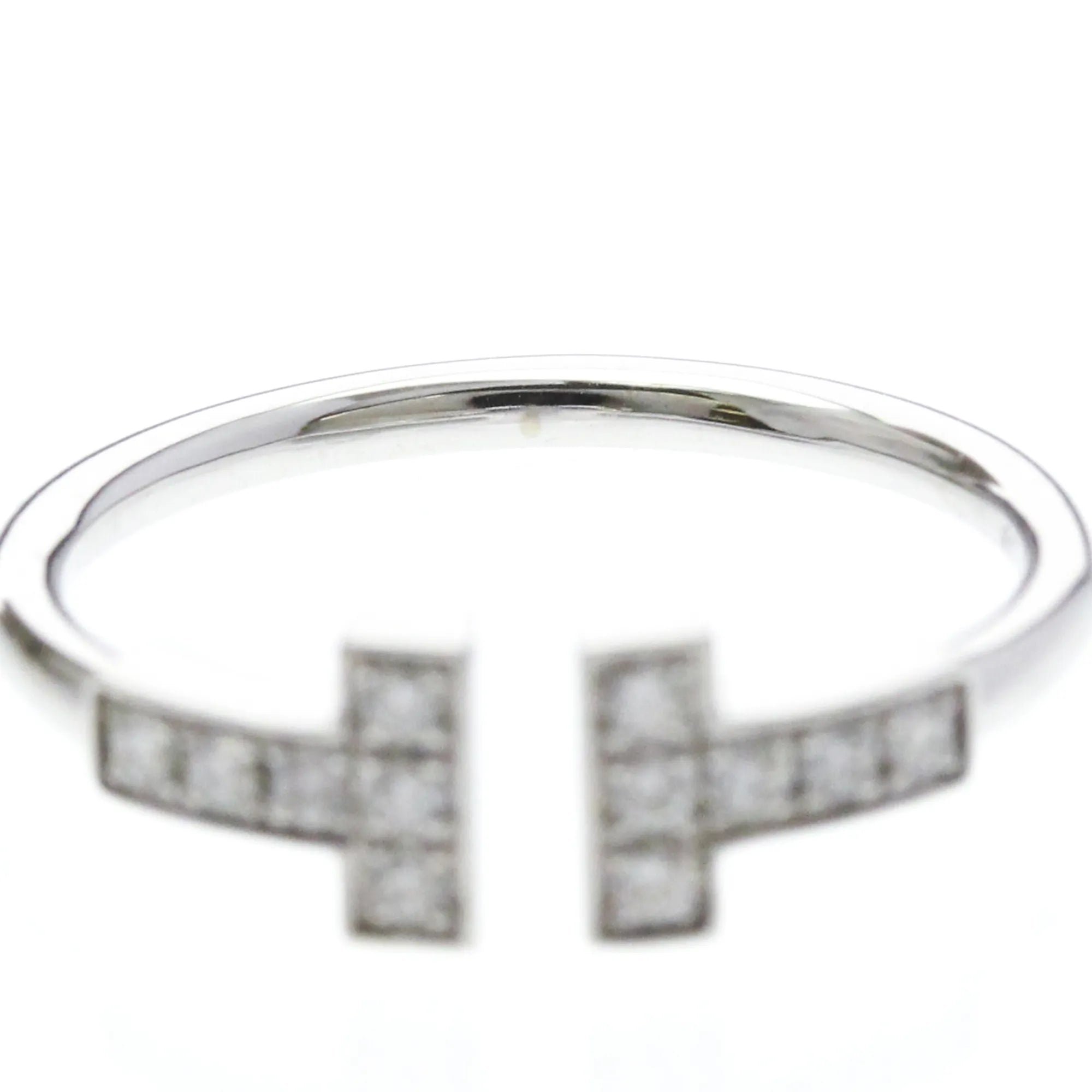 Tiffany & Co. T Wire 18K White Gold With Diamonds Silver White_Gold Ring Jewelry (Pre-Owned)
