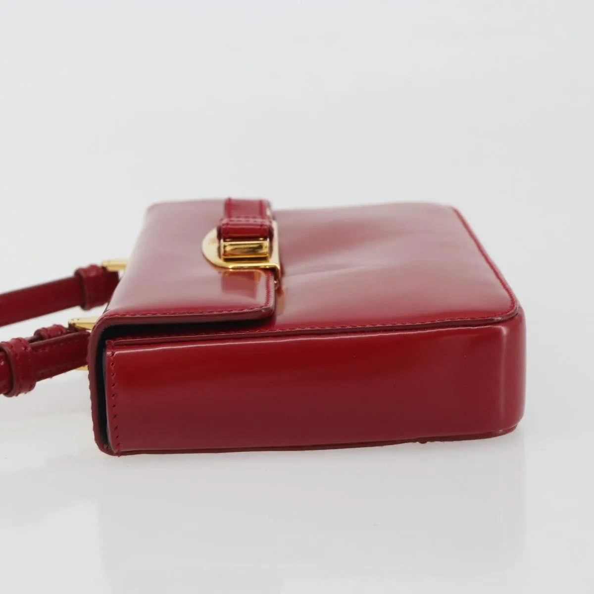 Prada Bow Top Handle Leather Red Leather Handbag (Pre-Owned)