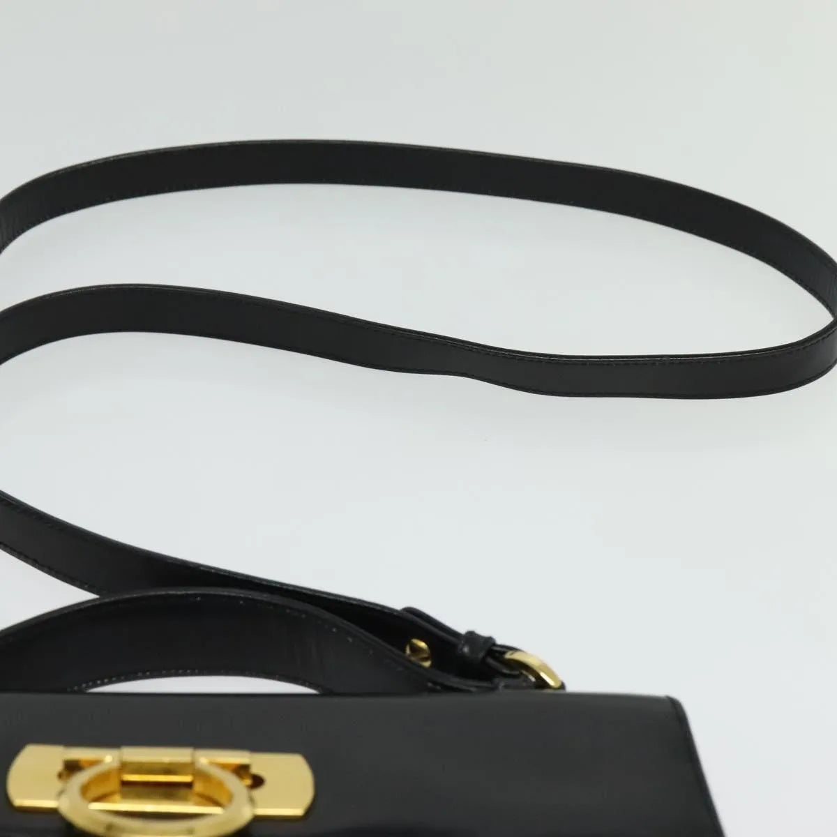 Salvatore Ferragamo Gancini Convertible Top Handle Leather Black Leather Handbag (Pre-Owned)