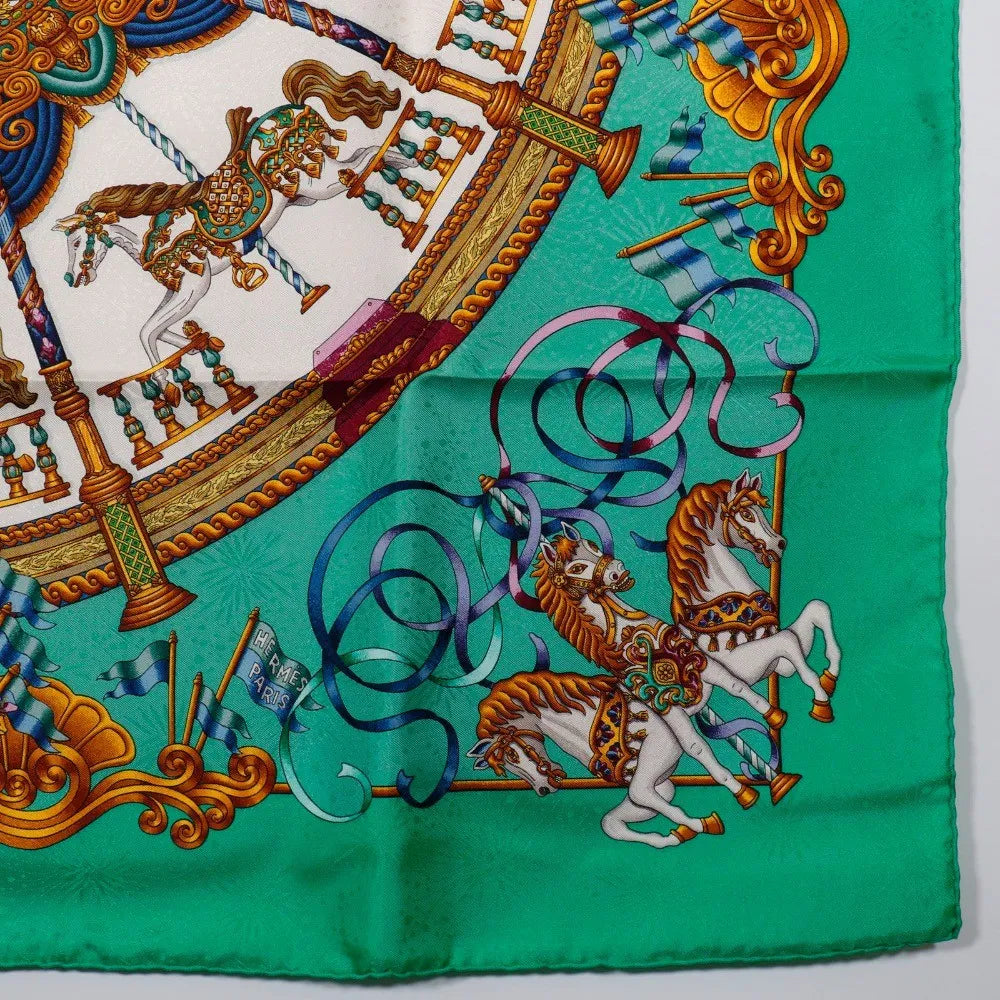 Hermes Carré 90 Silk Multicolor Green Silk Scarve & Shawl Accessory (Pre-Owned)