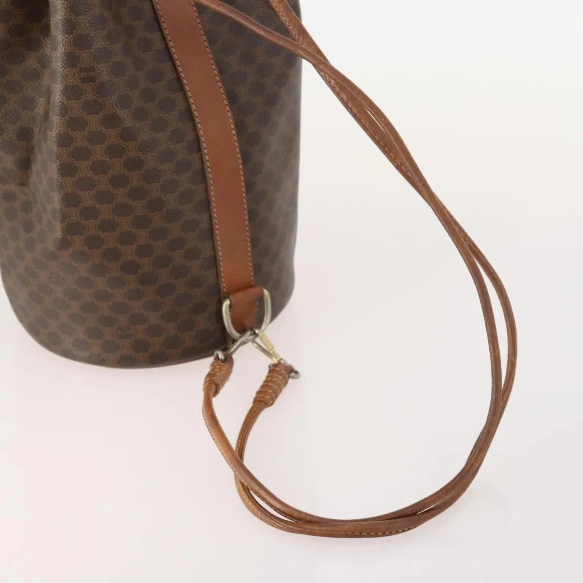 Celine Vintage Macadam Canvas And Leather Brown Canvas Backpack Bag (Pre-Owned)