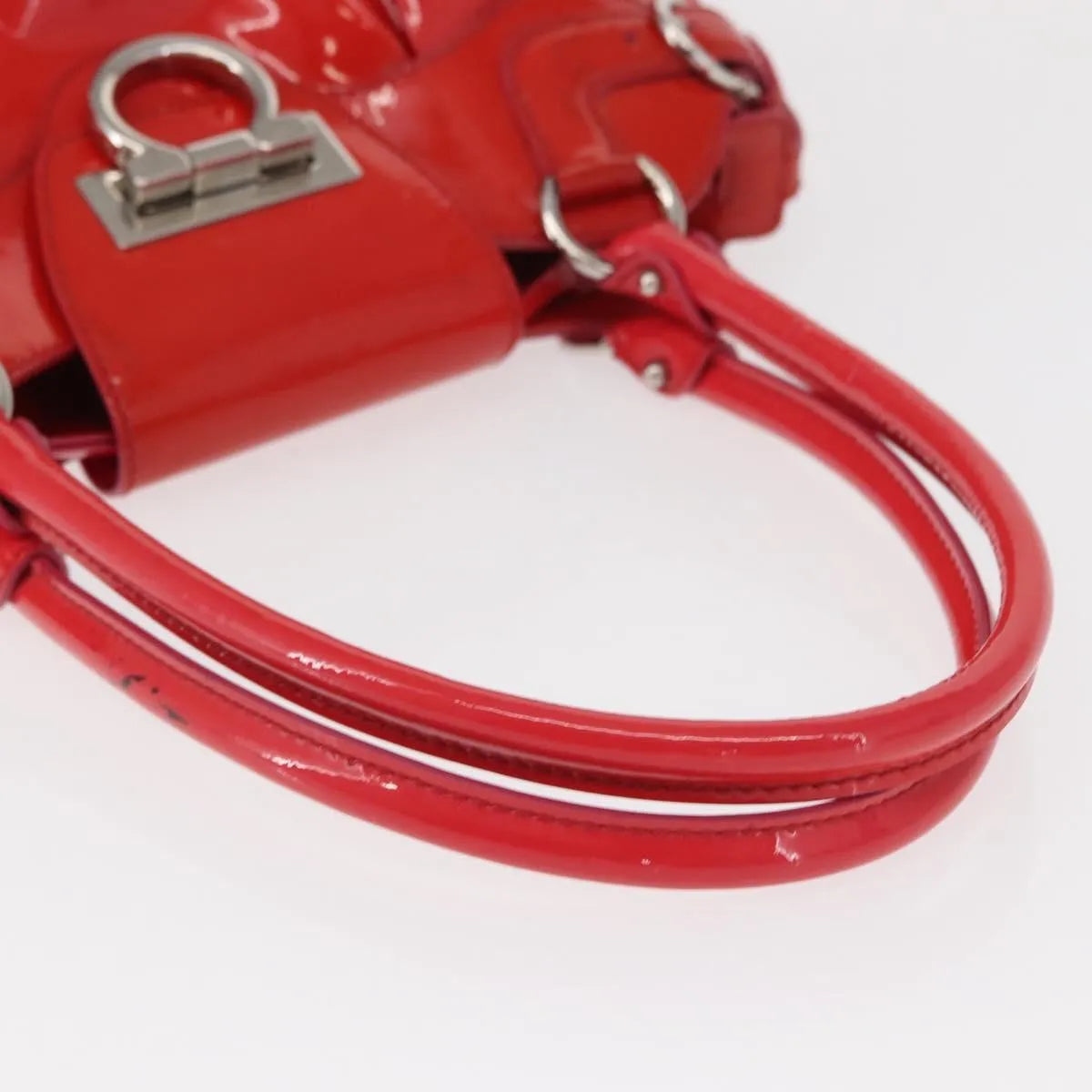 Salvatore Ferragamo Marisa Patent Leather Red Patent_Leather Handbag (Pre-Owned)