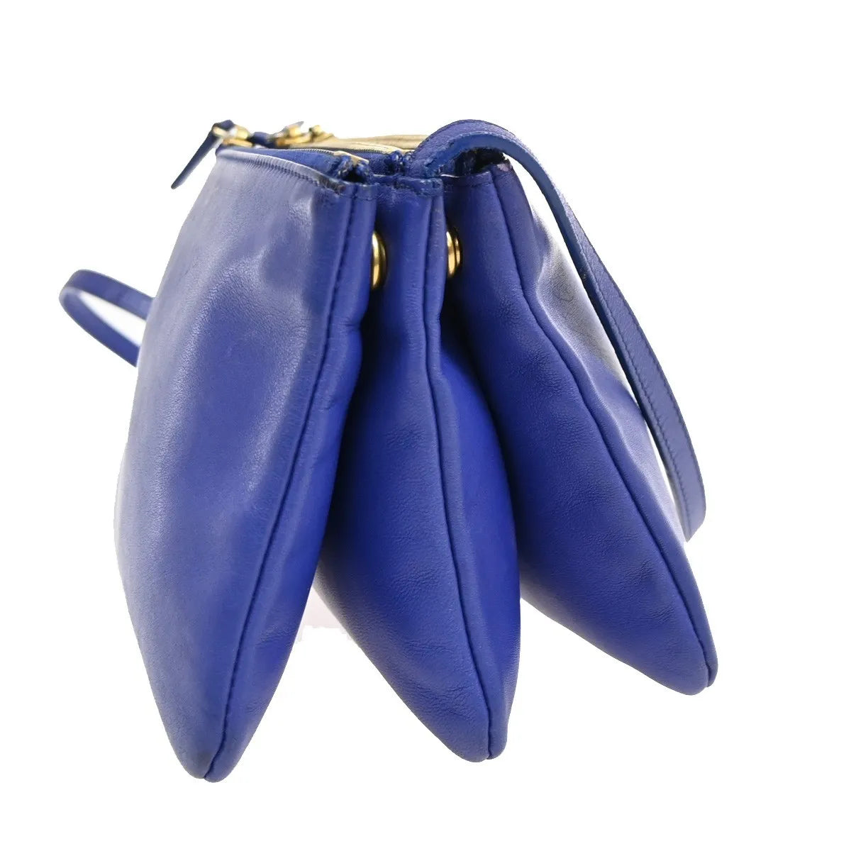 Celine Trio Leather Blue Leather Shoulder Bag Bag (Pre-Owned)