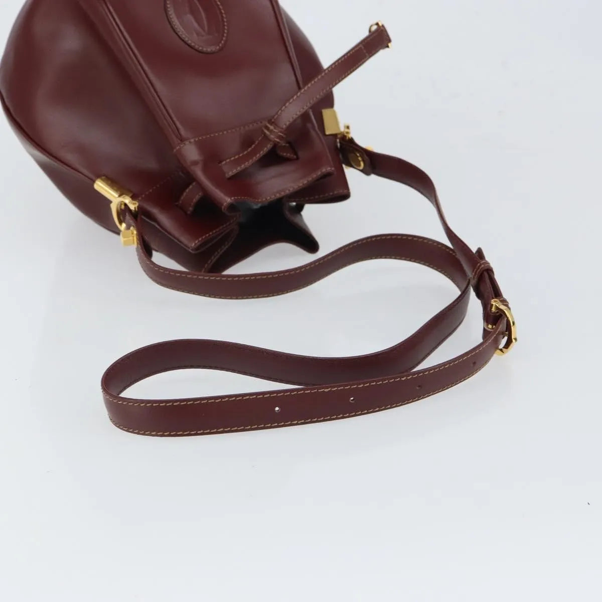 Cartier Must De Cartier Leather Burgundy Leather Shoulder Bag Bag (Pre-Owned)