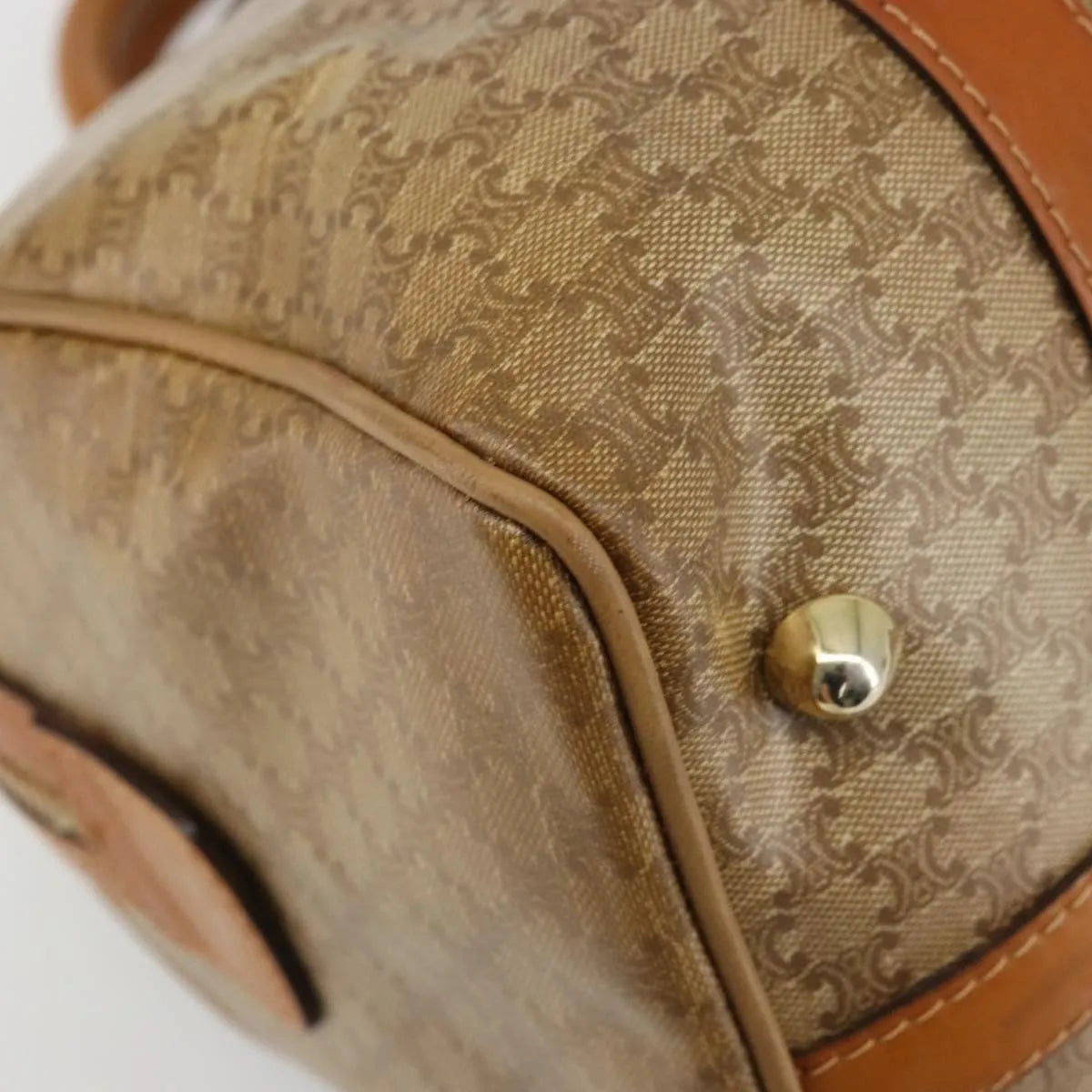 Celine Vintage Macadam Canvas And Leather Beige Canvas Handbag (Pre-Owned)
