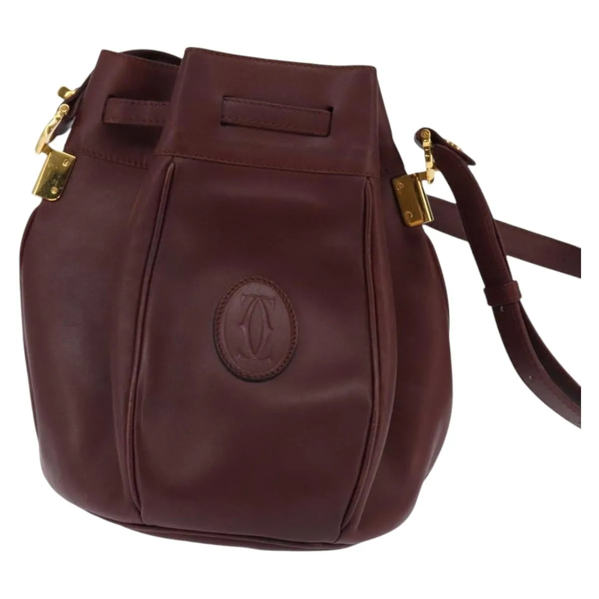 Cartier Must De Cartier Leather Burgundy Leather Shoulder Bag Bag (Pre-Owned)