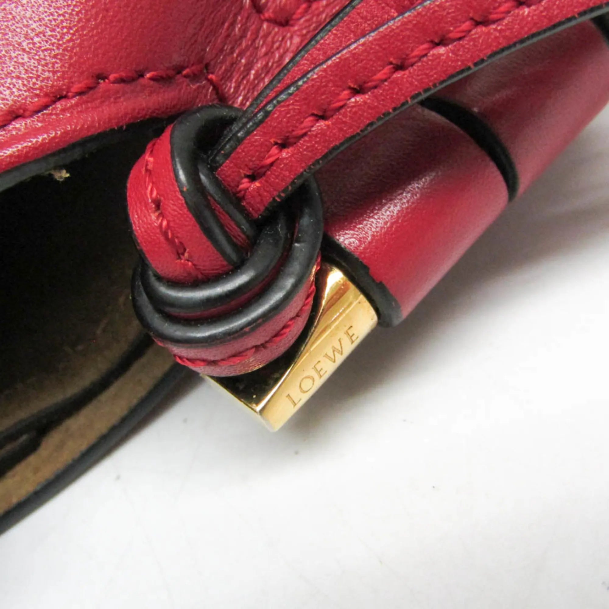 Loewe Metal Gate Leather Red Leather Shoulder Bag Bag (Pre-Owned)