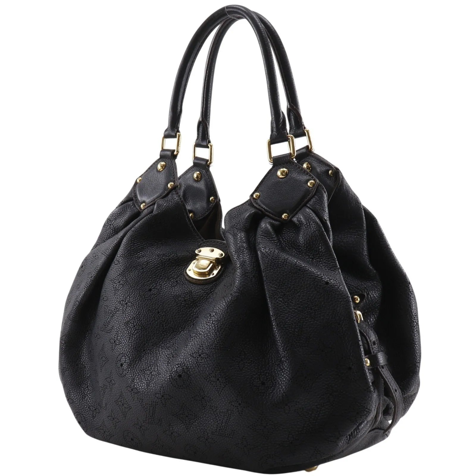 Louis Vuitton L Hobo Mahina Leather Black Leather Tote Bag Bag (Pre-Owned)