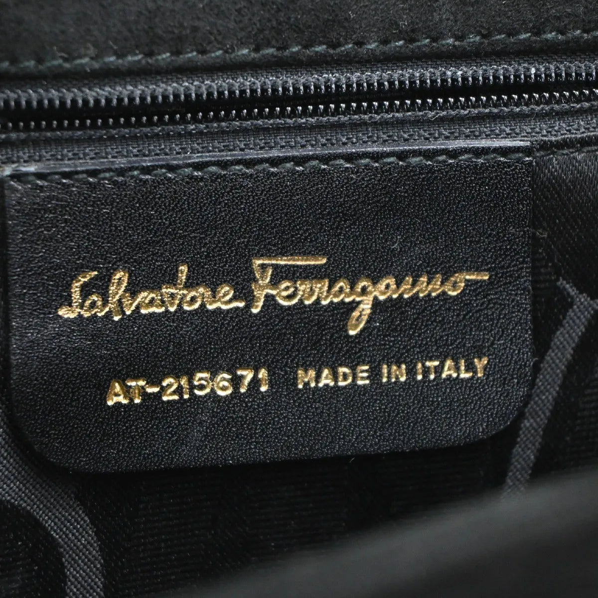 Salvatore Ferragamo Gancini Suede Black Suede Handbag (Pre-Owned)