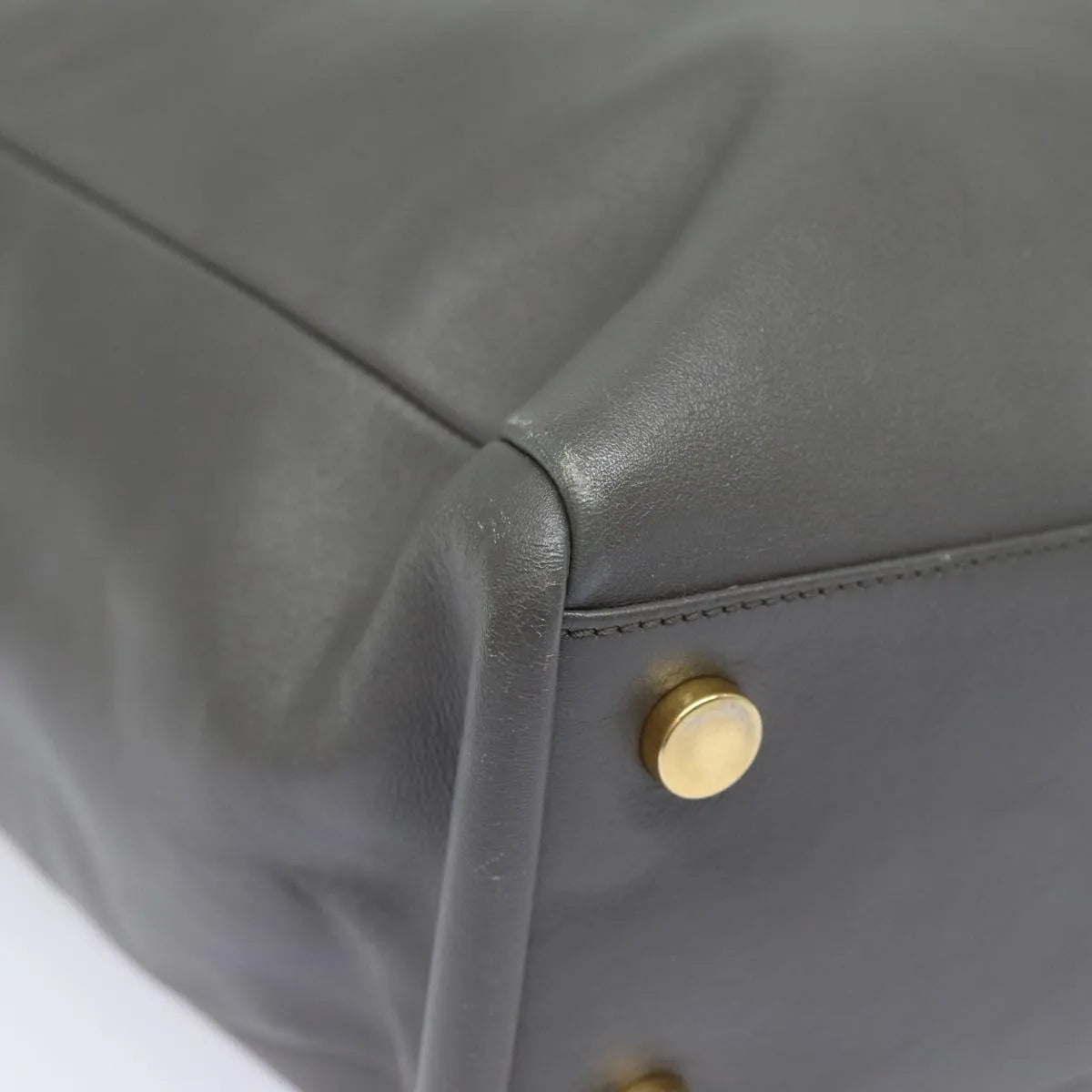 Saint Laurent Reversible North South Shopper Tote Leather Gray Leather Tote Bag Bag (Pre-Owned)