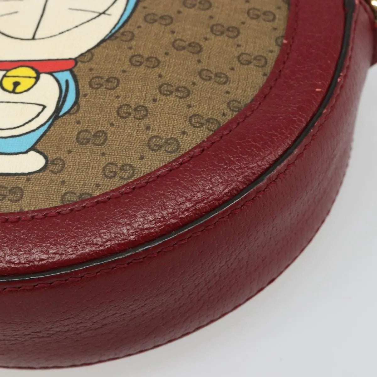 Gucci Doraemon Round Printed Mini Gg Coated Canvas Beige Canvas Shoulder Bag Bag (Pre-Owned)
