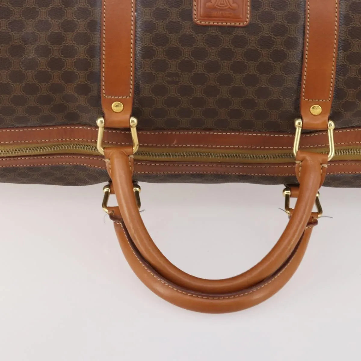 Celine Vintage Duffle Macadam Coated Canvas Brown Canvas Travel Bag Bag (Pre-Owned)