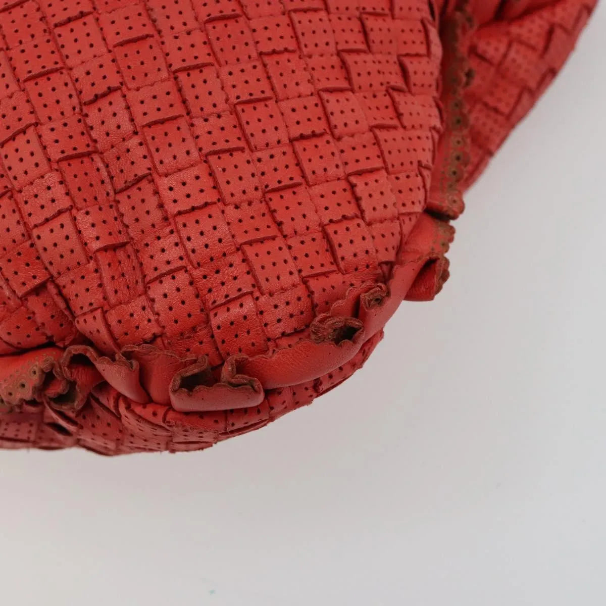 Bottega Veneta Intrecciato Shoulder Leather Red Leather Shoulder Bag Bag (Pre-Owned)