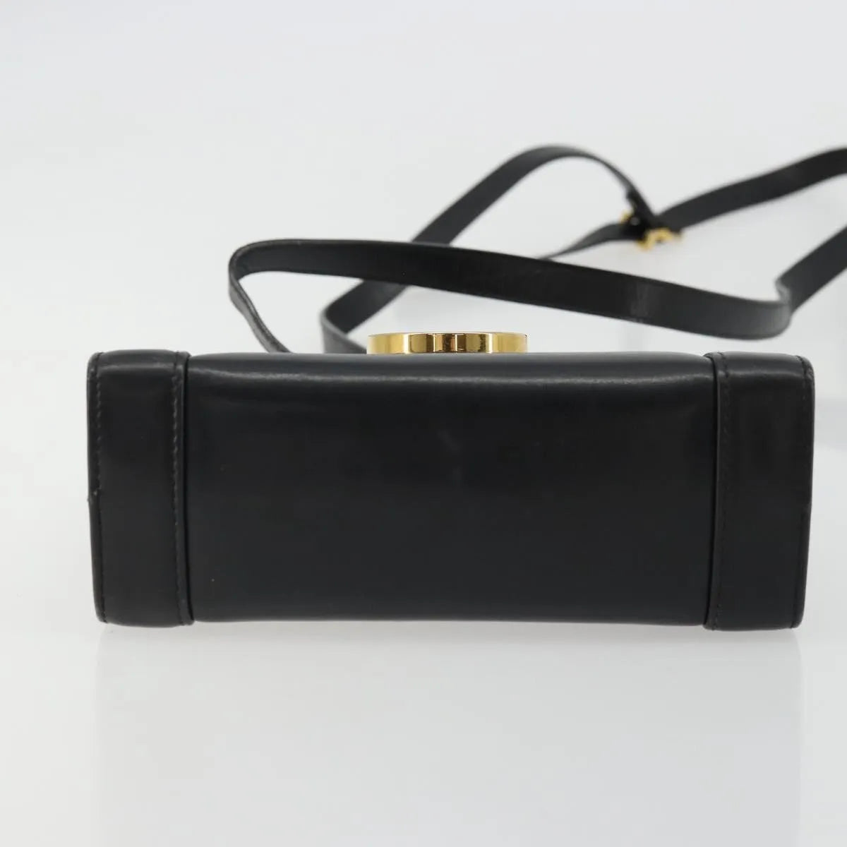 Salvatore Ferragamo Gancini Flap Leather Black Leather Shoulder Bag Bag (Pre-Owned)
