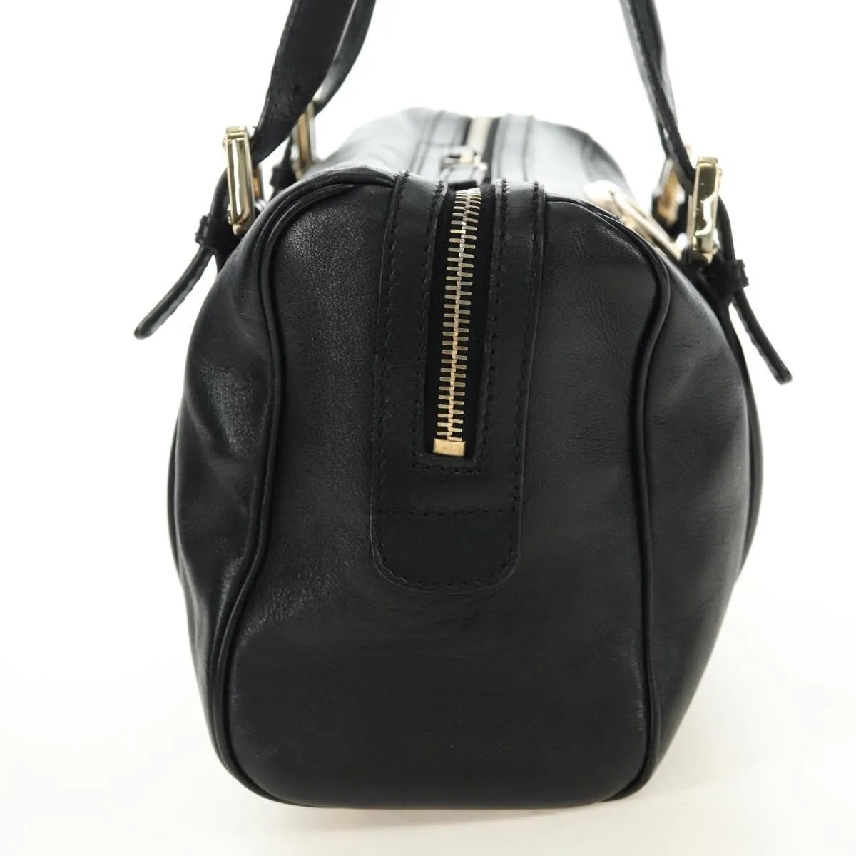 Gucci Britt Boston Duffle Leather Black Leather Handbag (Pre-Owned)