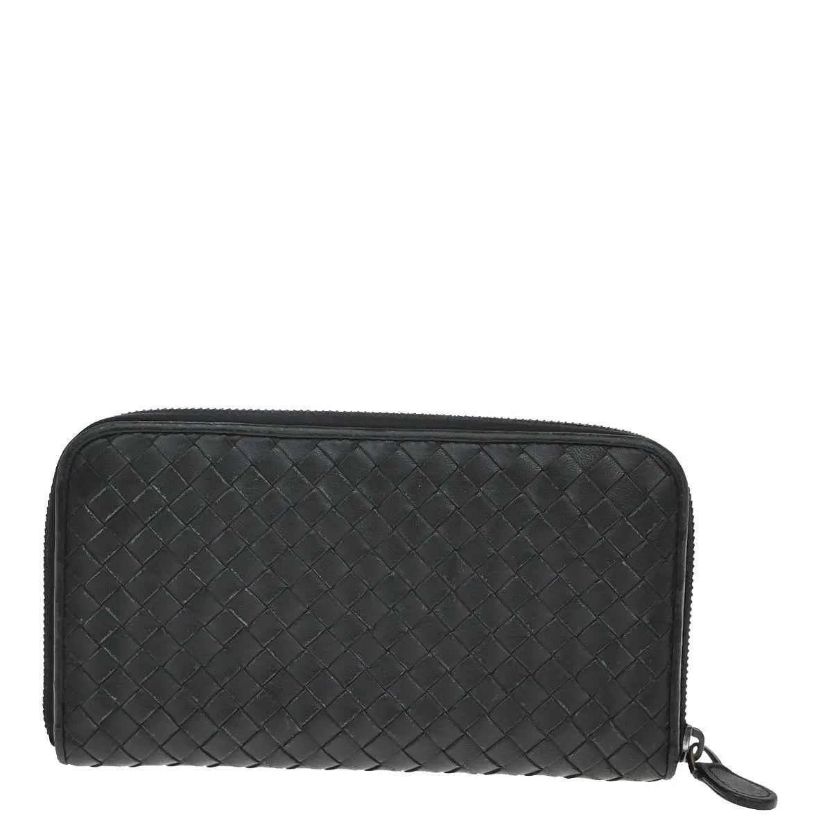 Bottega Veneta Intrecciato Long Zip Leather Black Leather Wallets Accessory (Pre-Owned)