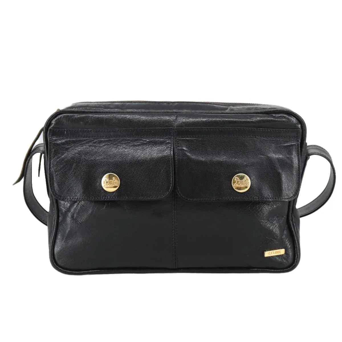 Celine Vintage Leather Black Leather Shoulder Bag Bag (Pre-Owned)