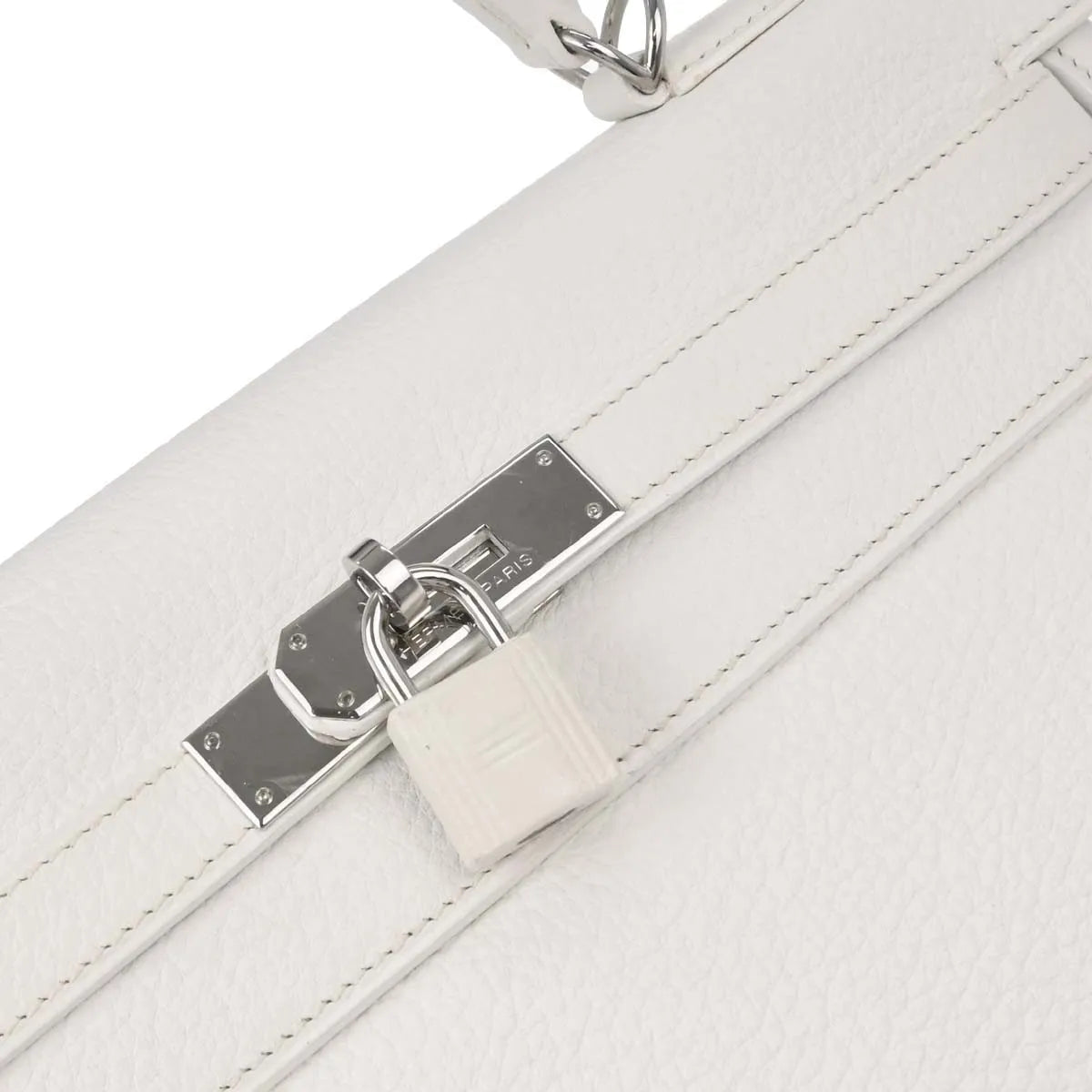 Hermes Kelly Retourne Clémence Taurillon White Leather Handbag (Pre-Owned)