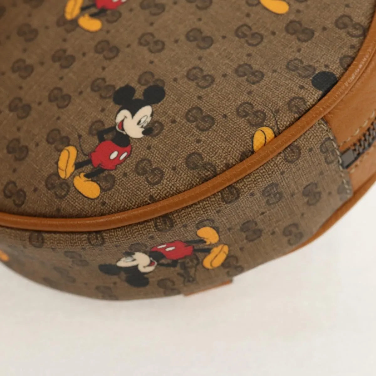 Gucci Disney Mickey Mouse Round Backpack (Outlet) Printed Mini Gg Coated Canvas Beige Canvas Backpack Bag (Pre-Owned)