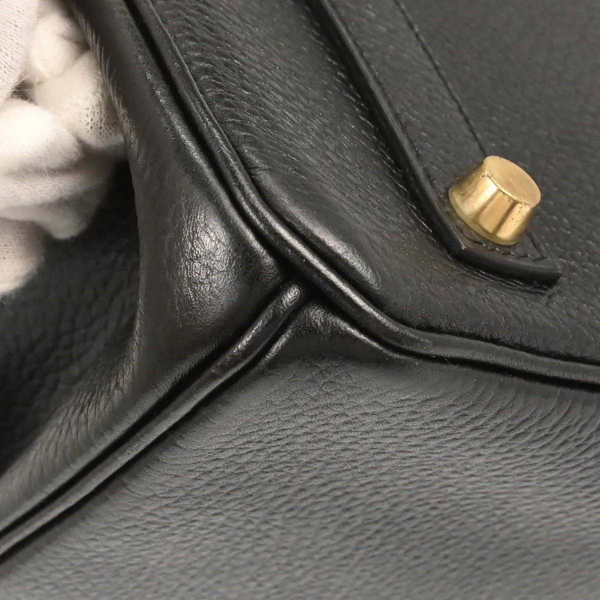 Hermes Birkin Handbag Black Ardennes With Gold Hardware Black Leather Handbag (Pre-Owned)