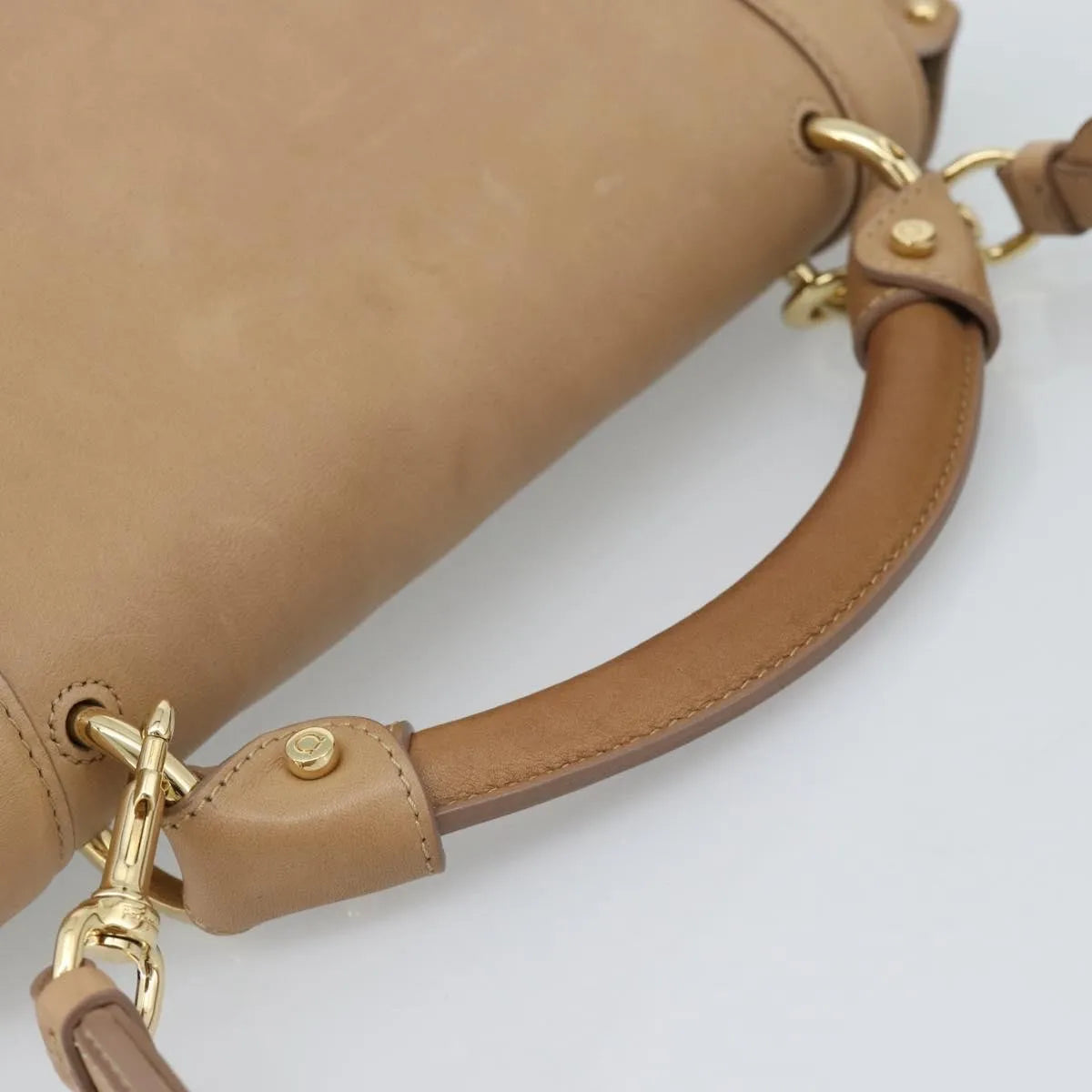 Salvatore Ferragamo Sofia Rainbow Saddle Leather Beige Leather Handbag (Pre-Owned)
