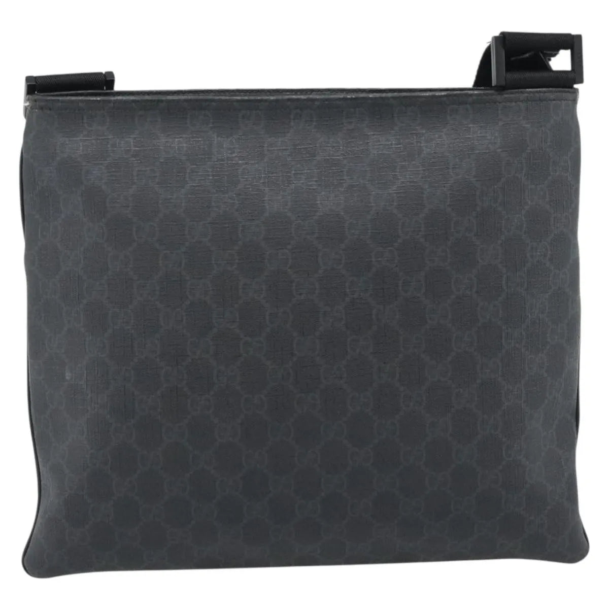 Gucci Vintage Flat Messenger Gg Canvas And Leather Black Canvas Shoulder Bag Bag (Pre-Owned)
