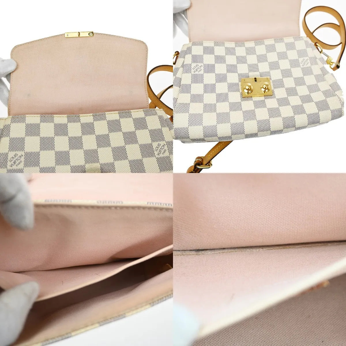 Louis Vuitton Croisette Damier White Canvas Handbag (Pre-Owned)
